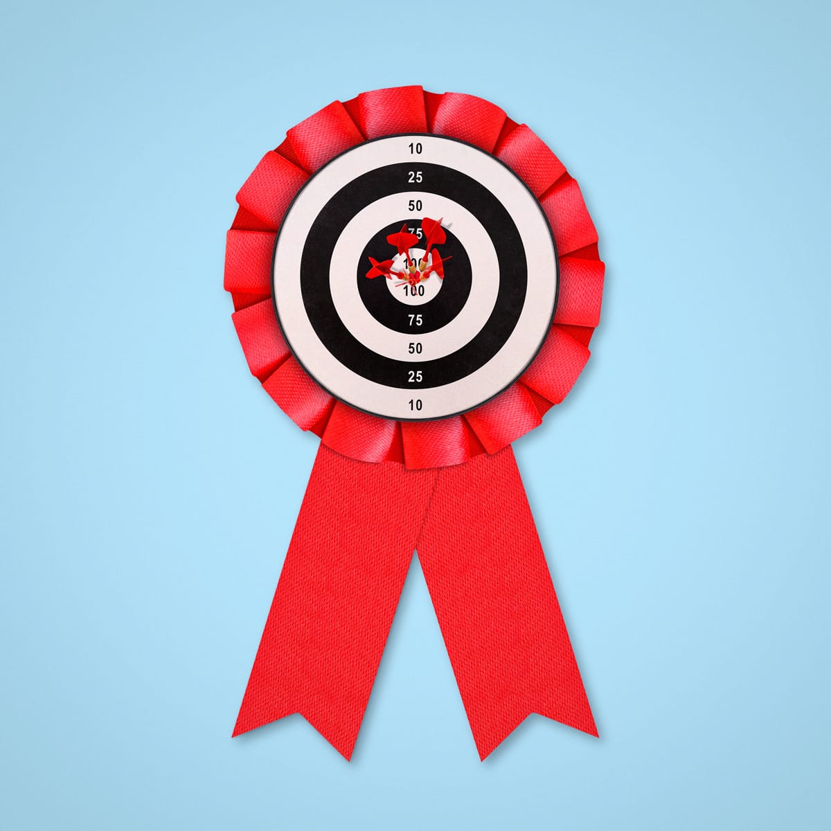 An illustration by Mariaelena Caputi of a rosette at the center of which is a target with arrows hitting the bull's eye. It delves into what it takes to be the best in the franchise industry.