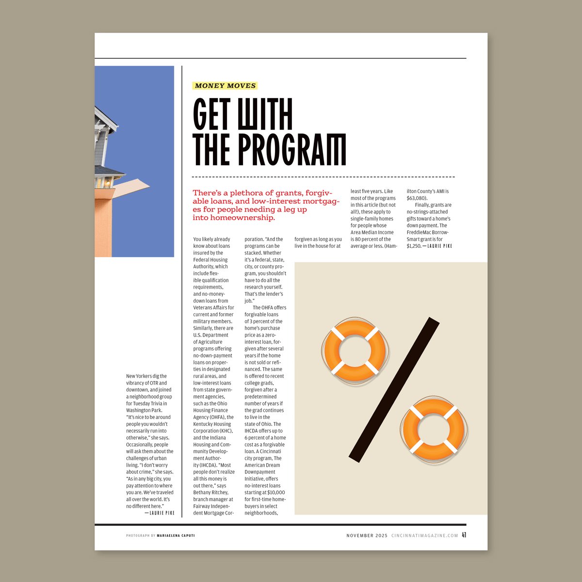 An illustration by Mariaelena Caputi depicting the percentage symbol, where the two circles are replaced by lifebuoys.